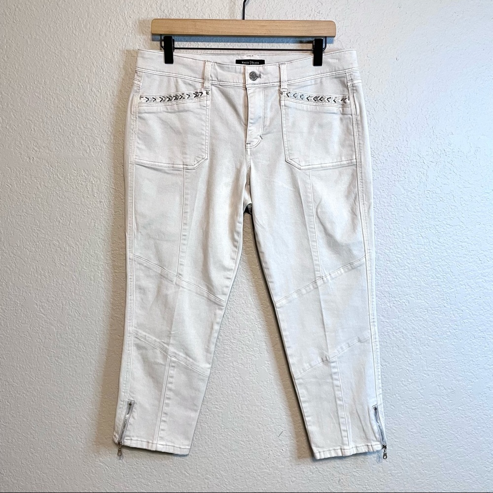 White House Black Market Beaded Zip Slim Crop Pants